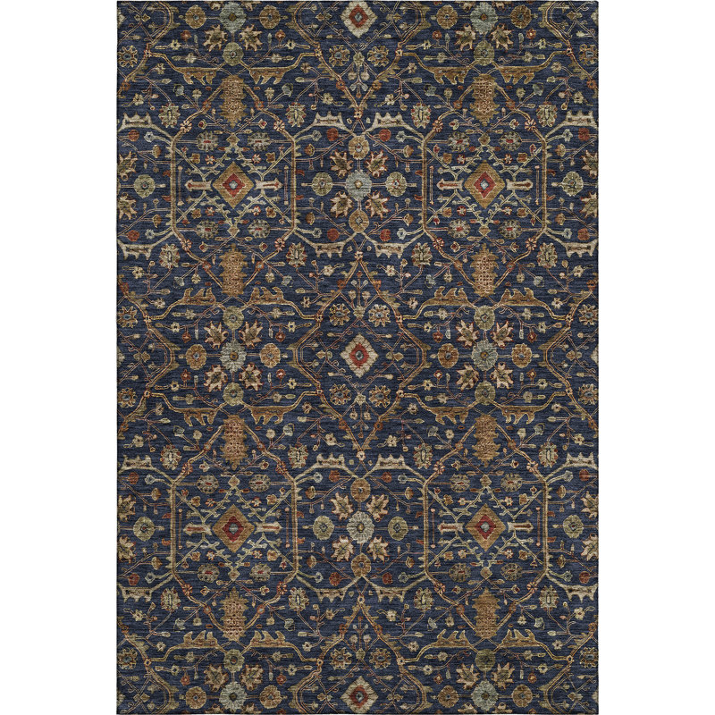Premium Machine Washable Ducote AMF1130 Global Rug, Rectangle 2 pi 6 po x 3 pi 10 po
