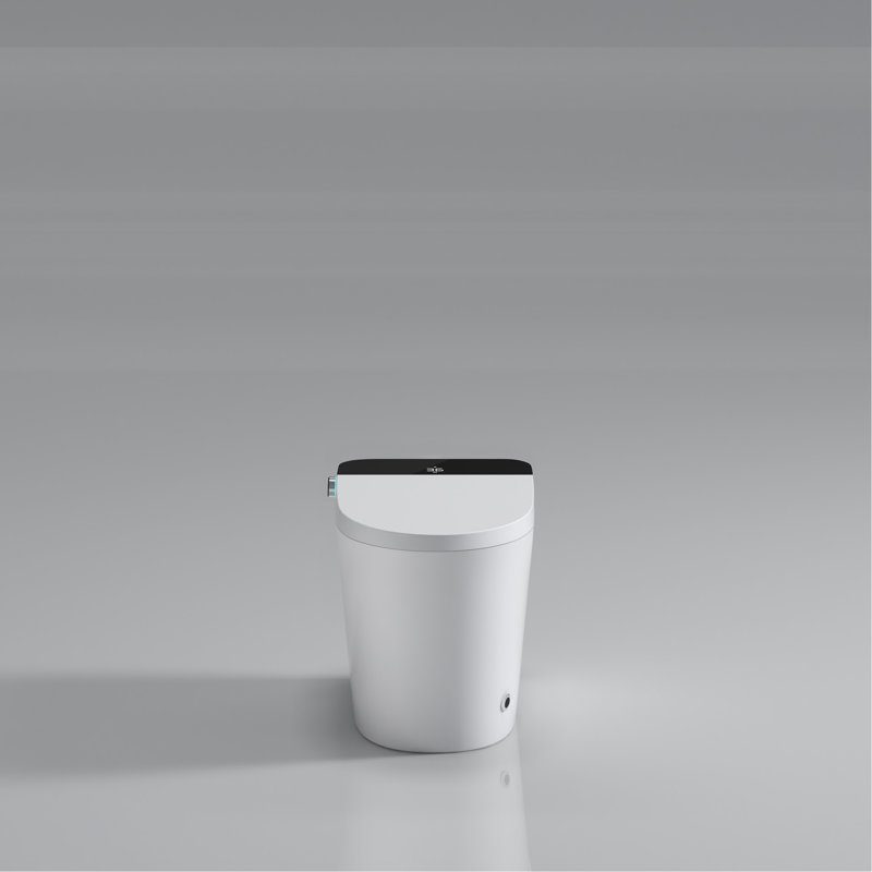 Modern White Smart Toilet - Auto Open/Close Seat, Foot Sensor, Seat Temperature Adjustment Advanced With Bidet Lid, Powerful Flush System,