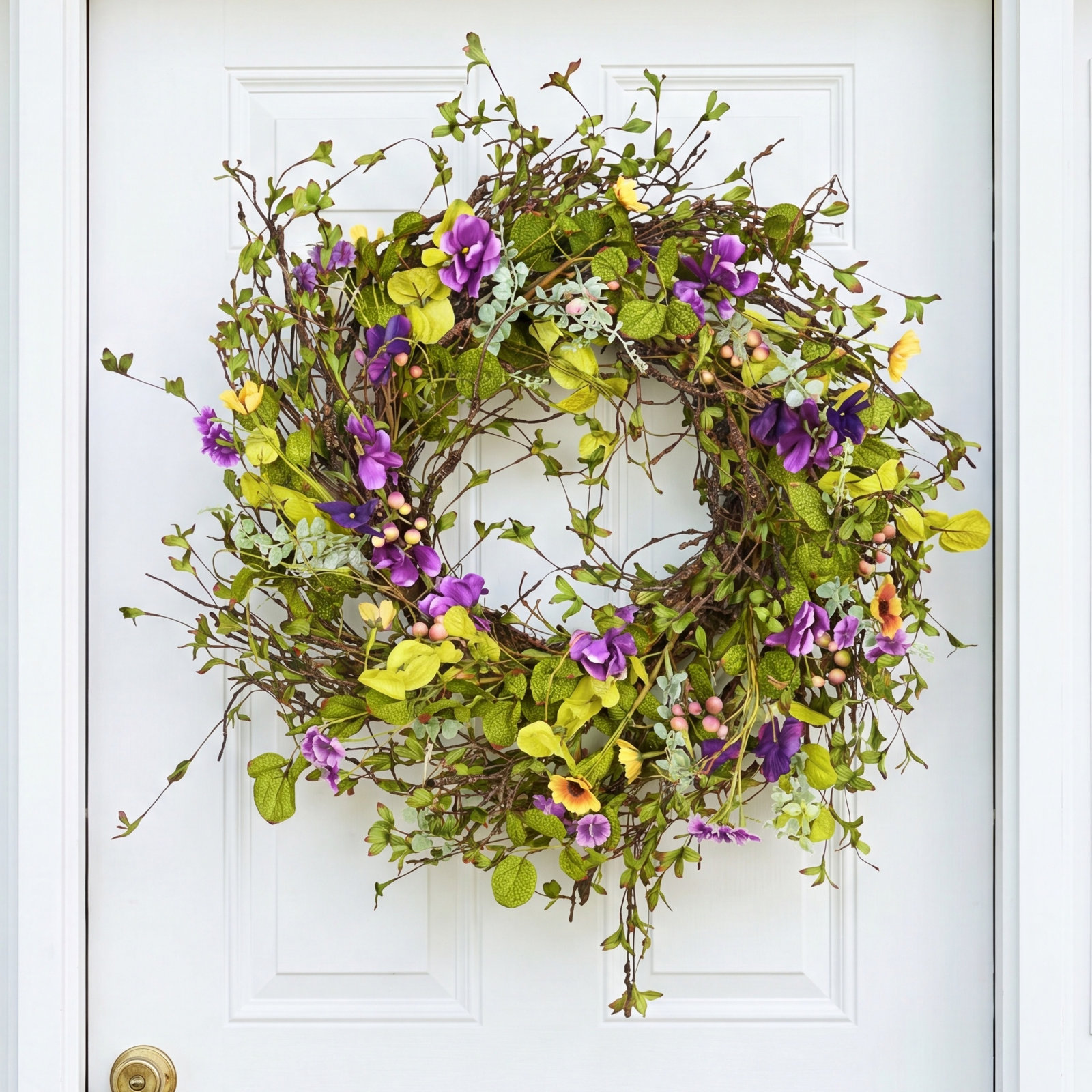 26" Handcrafted Pansy Everyday Wreath