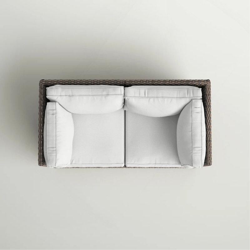 Fully Assembled Patio Wicker Loveseat With Cushions, Espresso