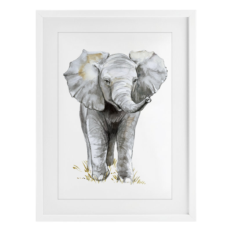 «Baby Elephant», reproduction encadrée simple sous verre, conception par Elena Markelova, H 20 po x l 14 po