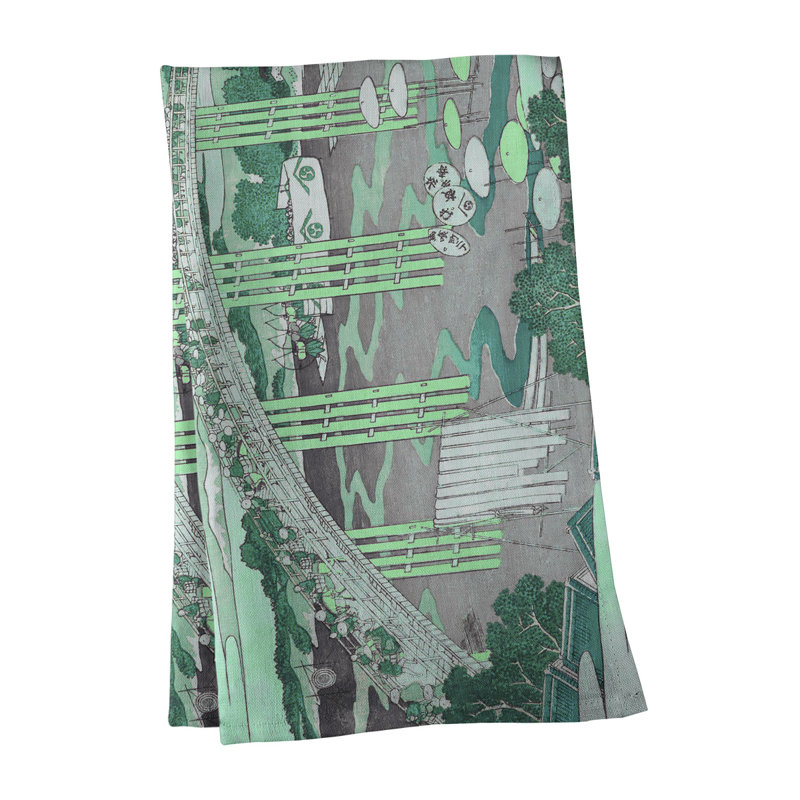 Serviette de thé japonaise bridge, Polyester sergé, Vert