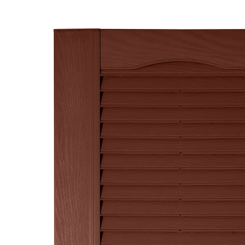 Volet à persiennes sur mesure avec dessus cathédrale, 16.25", 50", Rouge brique