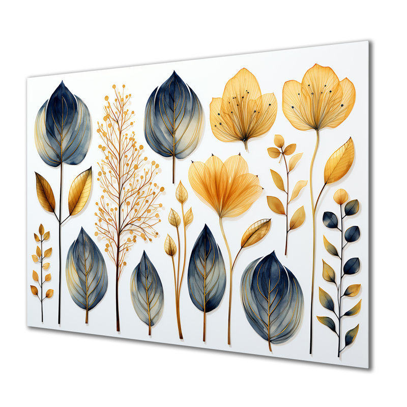 «Collage Dried Autumn Botanicals - Leaves», art mural, Métal métal, H 34 po x l 44 po x P 1,5 po