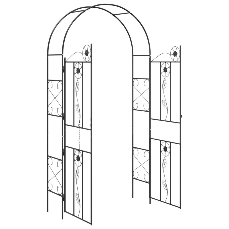 115cm W x 37cm D Steel Arbour, Black