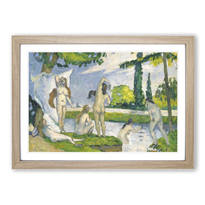 Bathers Vol.1 by Paul Cezanne - Picture Frame Painting, 48cm H x 65cm W x 2cm D, Oak Framed