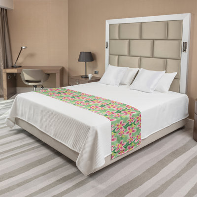 Ambesonne Flora Bed Runner Pastel Large Flower Petals Multicolor
