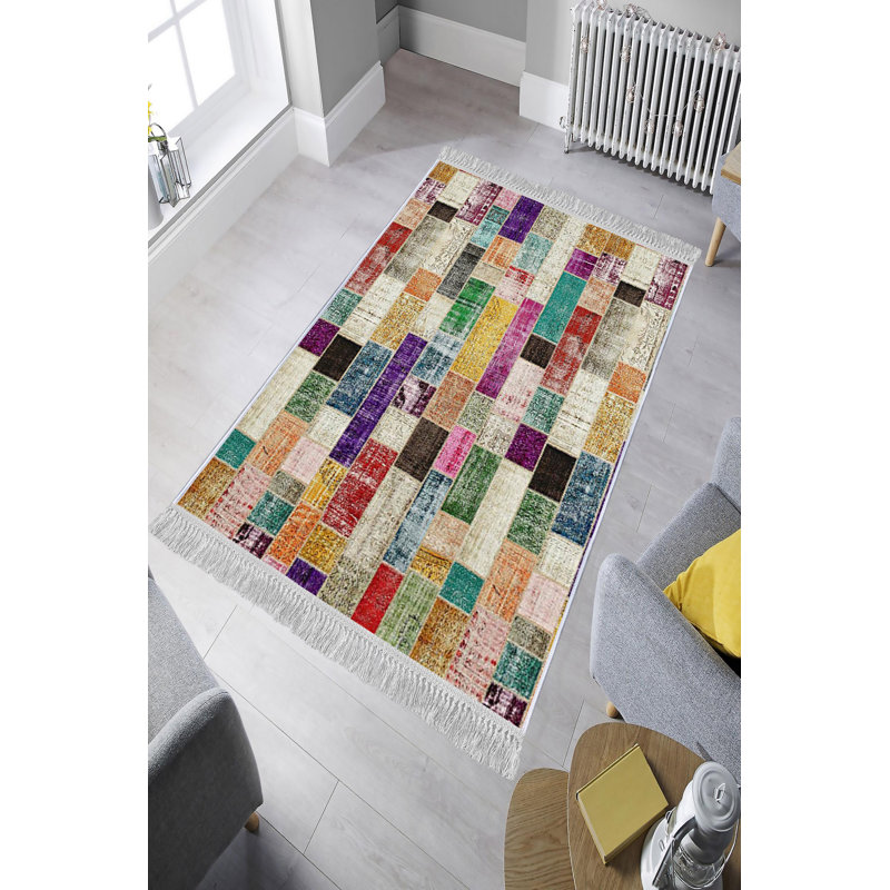 Luxurious Velvet Area Rug (4.6 x 7.2 ft), 100% Antibacterial Fabric, Non-Slip Cotton Backing, Pile Height: 0.4 in | Machine Washable, 3D Digital Print Design | Perfect for Living Room & Bedroom Decor, Soft & Durable
