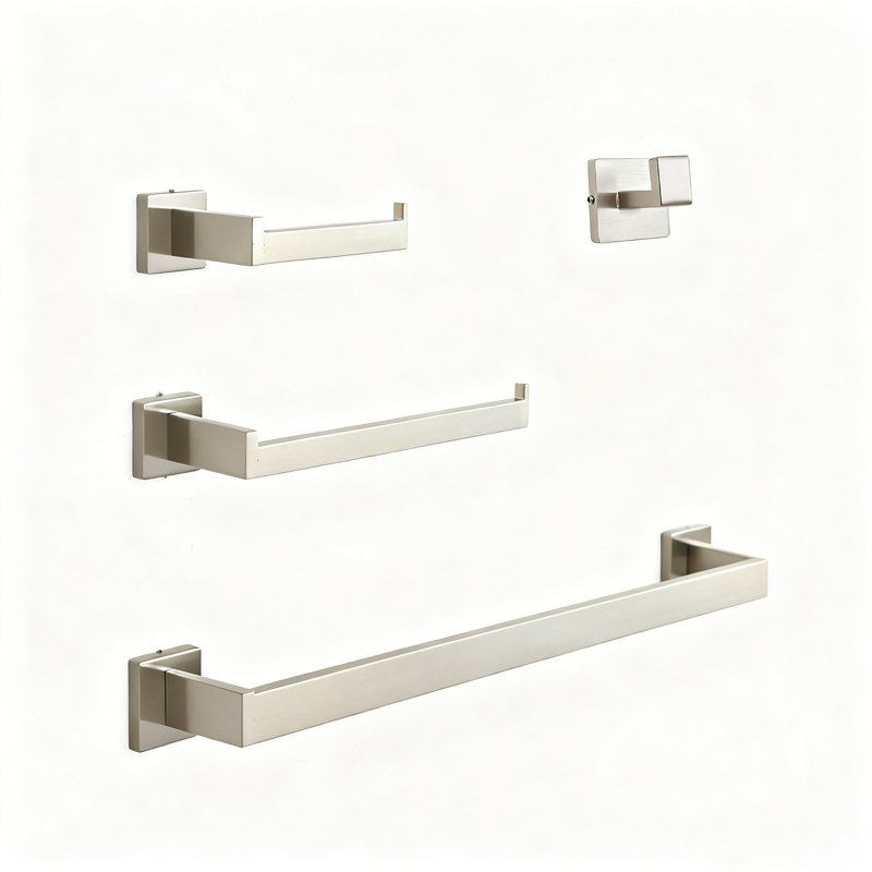 4 porte-serviettes muraux, Nickel brut