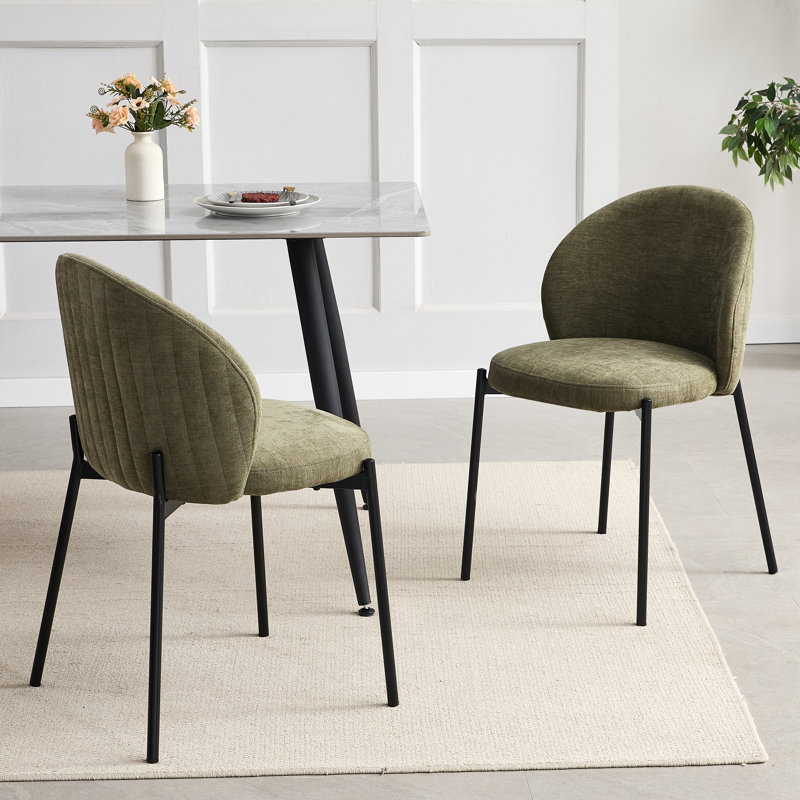 Fabric Upholstered Side Chair in Green