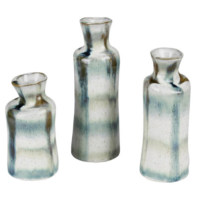 Tessa Vases, Ceramic - Set Of 3 Sm: 2X2x4, Med: 2X2x5, Lrg: 2X2x6