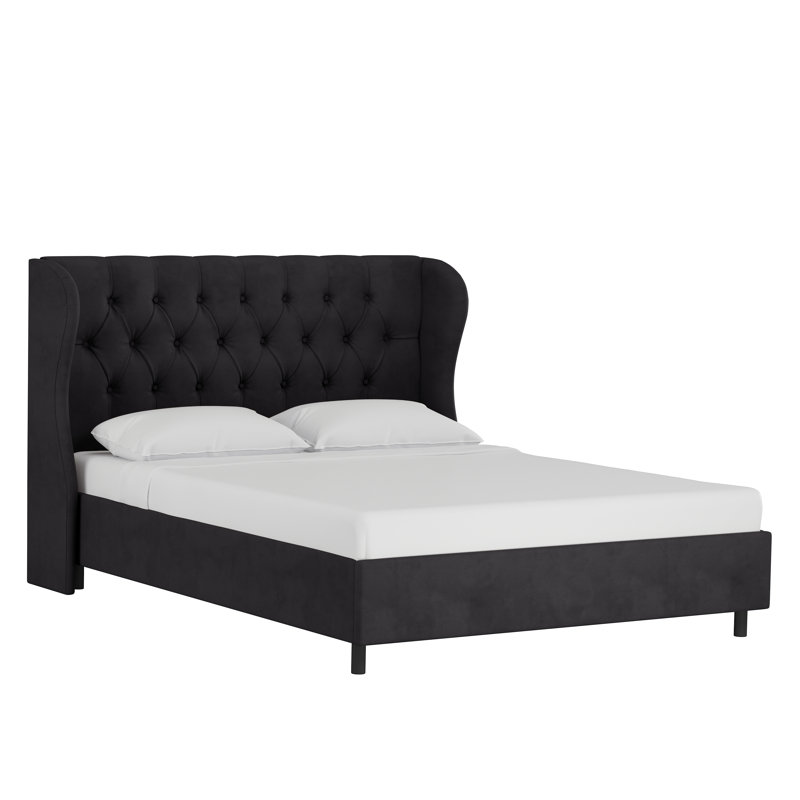Azariah Upholstered Bed, California King, Black Velvet