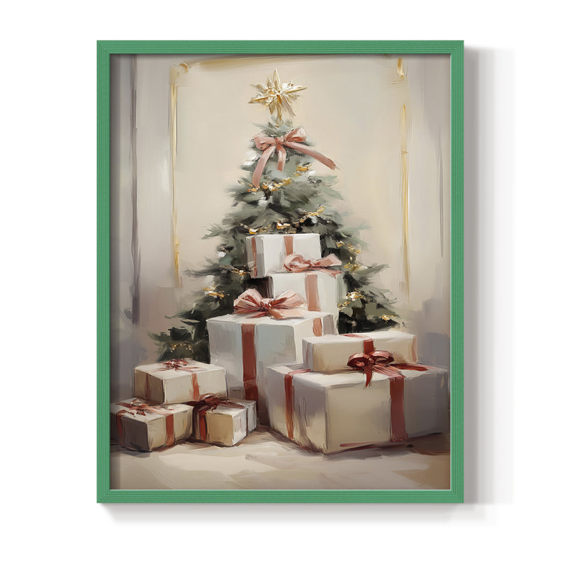 «Christmas Holiday Art», série 2-XXXVI, reproduction encadrée - bois massif, H 15 po x l 12 po, Vert