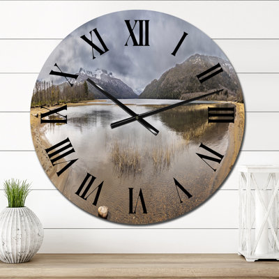 Lake Among Autumn Mountains Of Patagonia - Traditional Wall Clock
