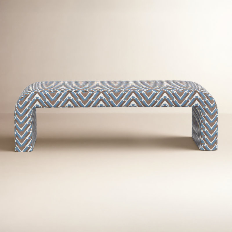 Banc rembourré Barley, Chevron et traits océan
