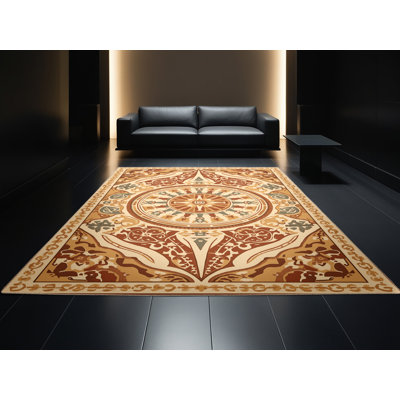 Tapis beige / beige à motif bloc bohème lavable à la machine