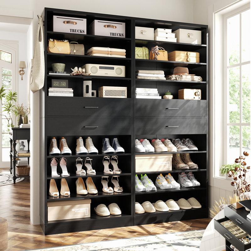 52" W Closet System With 4 Drawers, Black