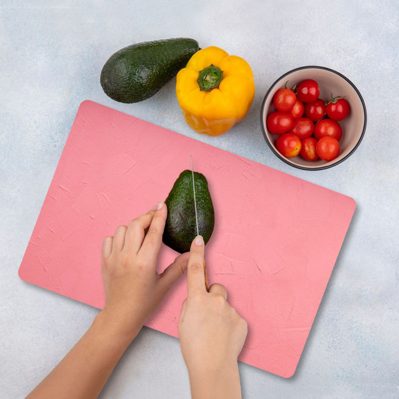 Flourish Tempered Glass Cutting Board, 7.9 x 11.8 inches | 100% Antibacterial, Easy-Clean Surface, Non-Slip Silicone Feet | Perfect for Food Prep & Serving, Durable & Stylish Kitchen Essential, Not Dishwasher Safe