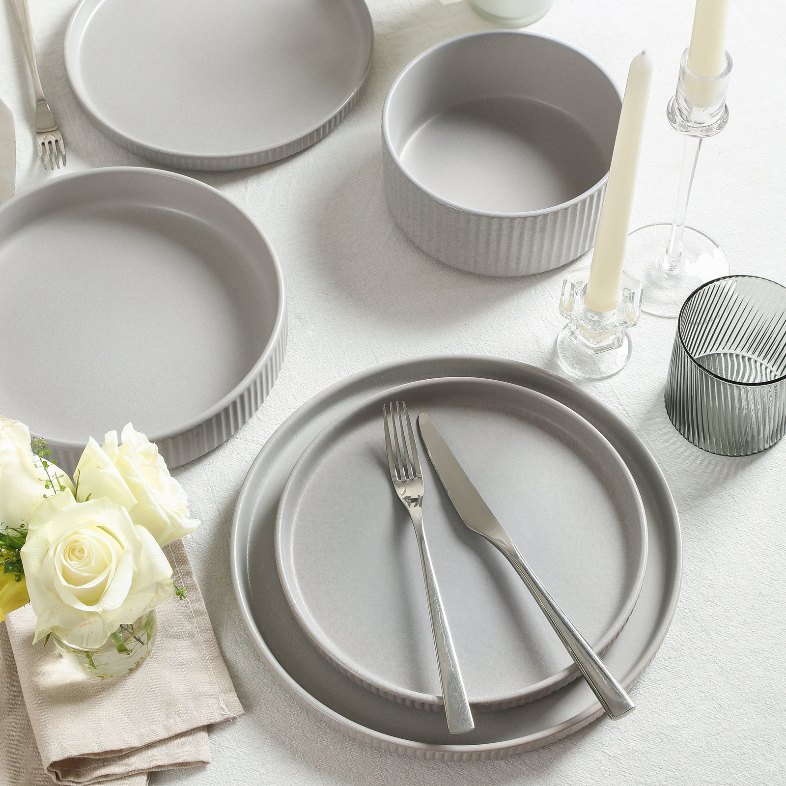 Haven Dinnerware Set, Gray