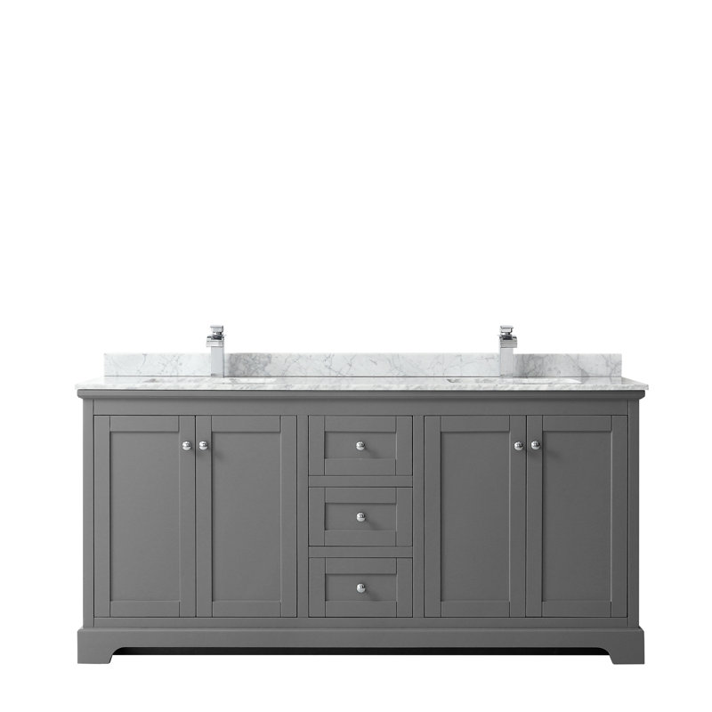Ensemble de meuble-lavabo double 72 po Avery, Gris foncé, Chrome poli