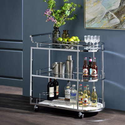 Martavious Bar Cart in Clear and Chrome