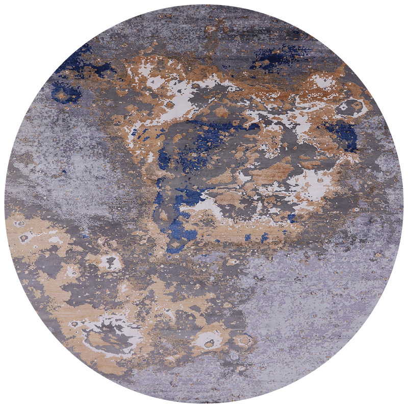 Tapis abstrait gris, Rond 7 pi