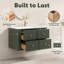 Meuble-lavabo mural flottant vert 36 po avec lavabo en bois d'hévéa massif avec tiroirs en queue d'aronde à fermeture en douceur