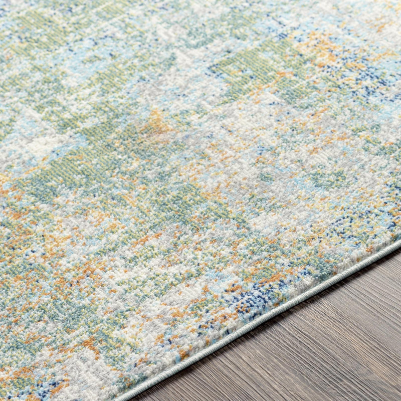 Tapis intérieur / extérieur à motif abstrait vert / orange brûlé Mcneel, Rectangle 8 pi 10 po x 12 pi