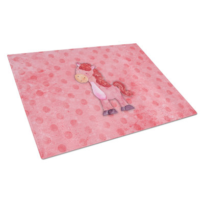 Caroline's Treasures Tempered Glass Polka Dot Horse Watercolor Cutting Board