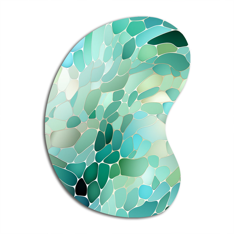 Seagrass Mosaic Emerald Coastal Motif - Sculpture murale asymétrique en métal, H 31 po x l 22 po