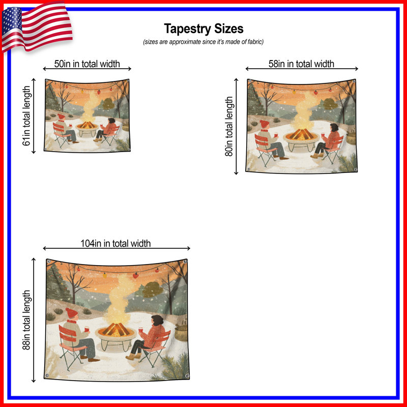 Tapisserie murale Campfire - Décoration murale d'extérieur, H 68 po x l 80 po avec 4 œillets