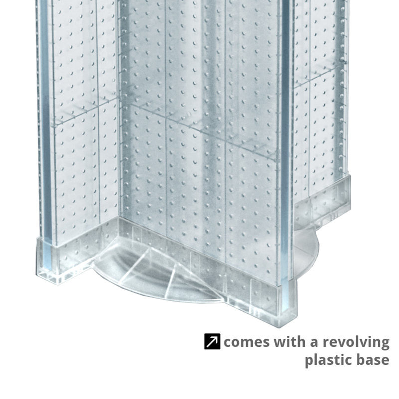 Blue Revolving Pegboard Floor Display with Clear Base