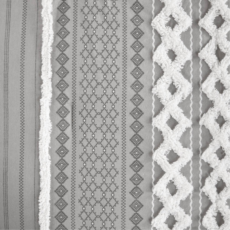 Ensemble d'édredon en coton, Gris, Édredon grand et 2 taies décoratives