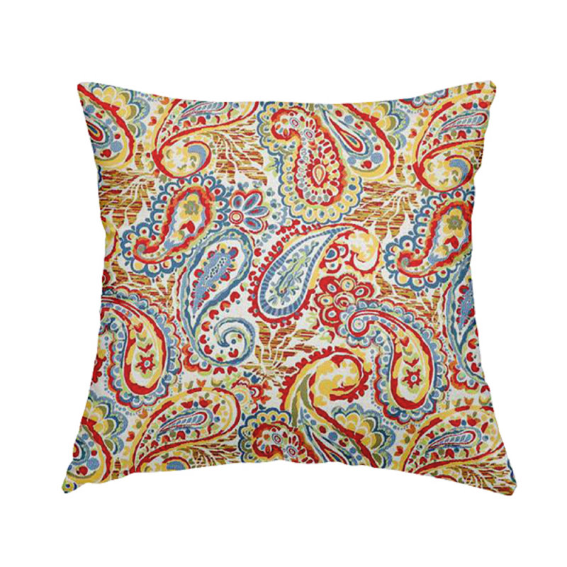 McGraw Paisley Square Throw Cushion, 55cm H x 55cm W x 5cm D, Yellow/Red