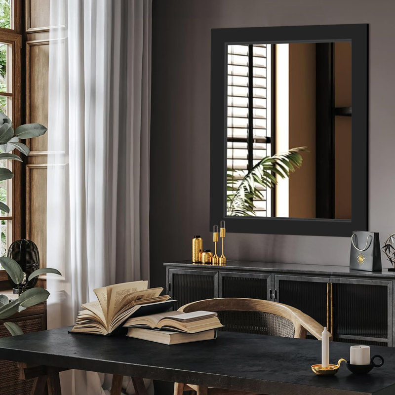 Wood Rectangle Mirror, 40" x 30", Black