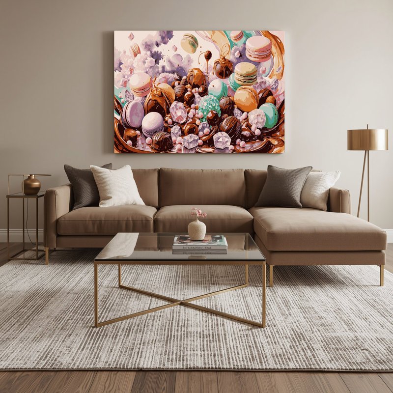 Art mural sur toile, Desserts bonbon et chocolat, H 16 po x l 20 po