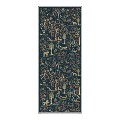 Abrahamson Woodling Rustic Machine Washable Blue Indoor Area Rug with Non-Slip Backing