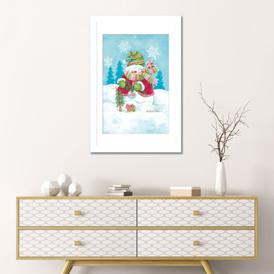 Happy Holidays Snowman - Wall Art Print - Framed Fine Art Paper