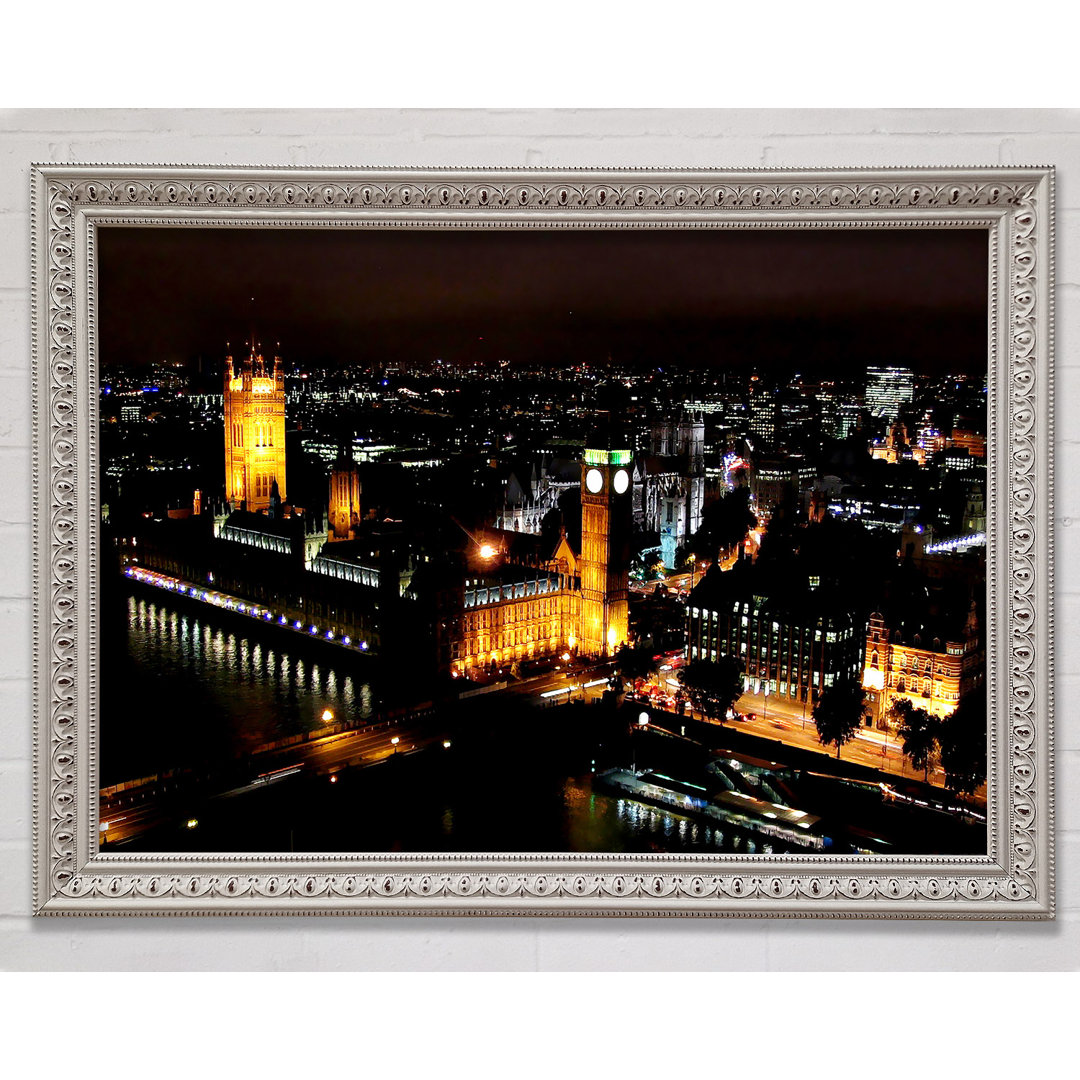 London Ariel View Night Lights - Einzelner Bilderrahmen Kunstdrucke