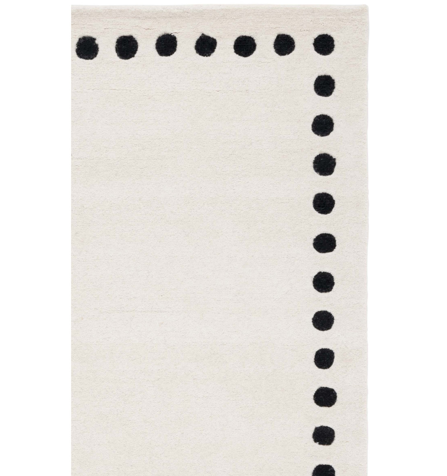 Lexy Polka Dots Handmade Tufted Cotton/Wool Area Rug in Ivory/Black, Runner 2'3" x 8'