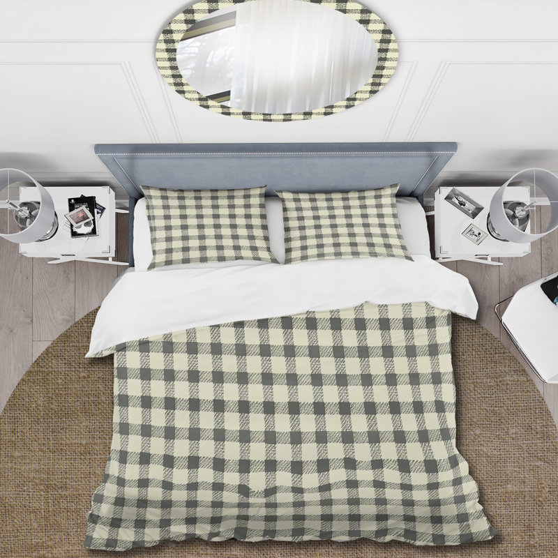 Ensemble de housse de couette traditionnelle à motif pied-de-poule noir, Housse de couette très grand et 2 très grandes t