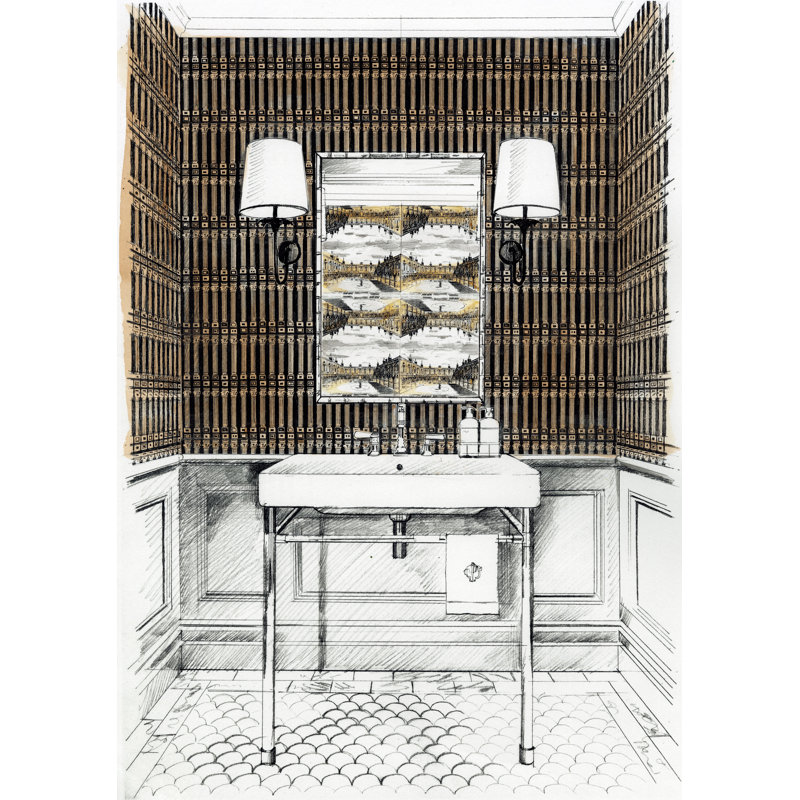 Columns Wallpaper, Vine Black/Antique Gold