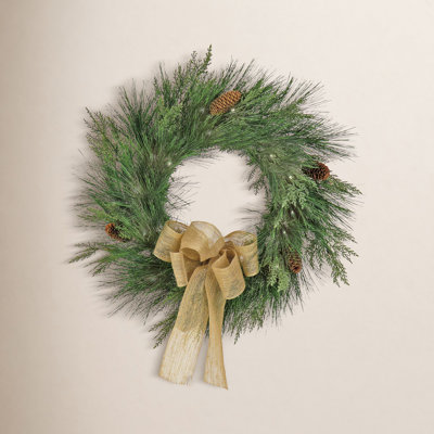 22" Pre-Lit Black Tie Cedar Wreath