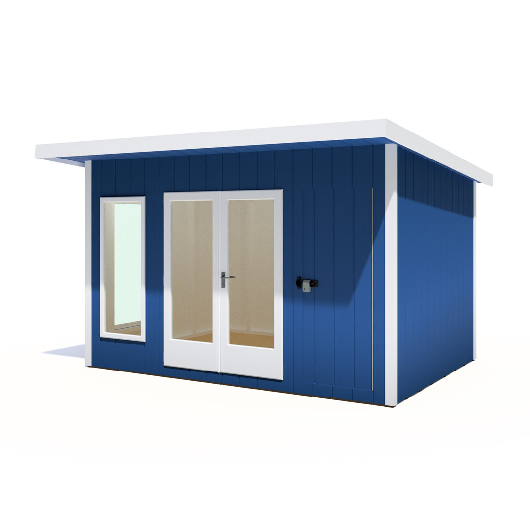 Shire Cali Home Office 12ft x 8ft Garden Building with Side Shed - Brown Wood - Image 3