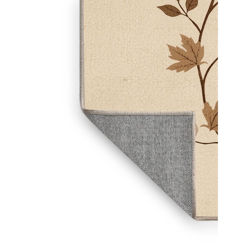 Tapis abstrait moderne et contemporain lavable à la machine Karlov Thanksgiving - beige, 7 x 10