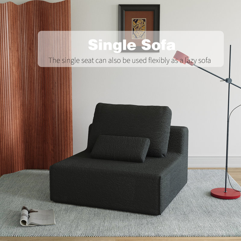 Boneless Oversized Modular Sectional Sofa,Luxury Boucle Floor Couch Set,Convertible Compressed Couch,Spacious Foam-Filled Sofa For Living Room, Free Combination,3 Colors