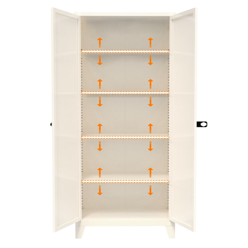 Armoire de rangement en métal avec portes et tablettes réglables, Beige