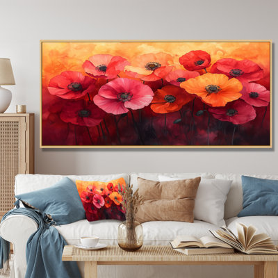 «Autumn Dance Of The Fiery Poppies IV» - Art mural sur toile coquelicots