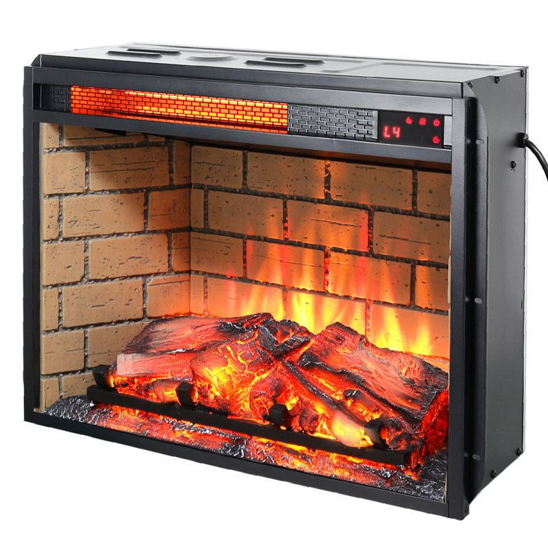 Foyer encastrable à quartz 23 pouces - version bûche avec attrait brique. Capacité de chaleur de 1500W. 5000 / heure Flamme réaliste. 4 réglages de luminosité réglables. / Ul. Doubles protocoles. Énergie
