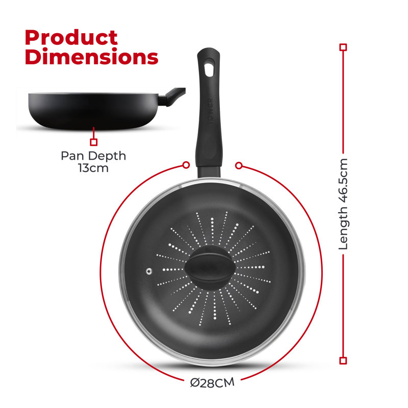 Tower T700308 SmartStart Classic 28cm Multi-Pan & Lid with Easy Clean Aeroglide Non-Stick, Oven Safe, Long Lasting, PFOA Free